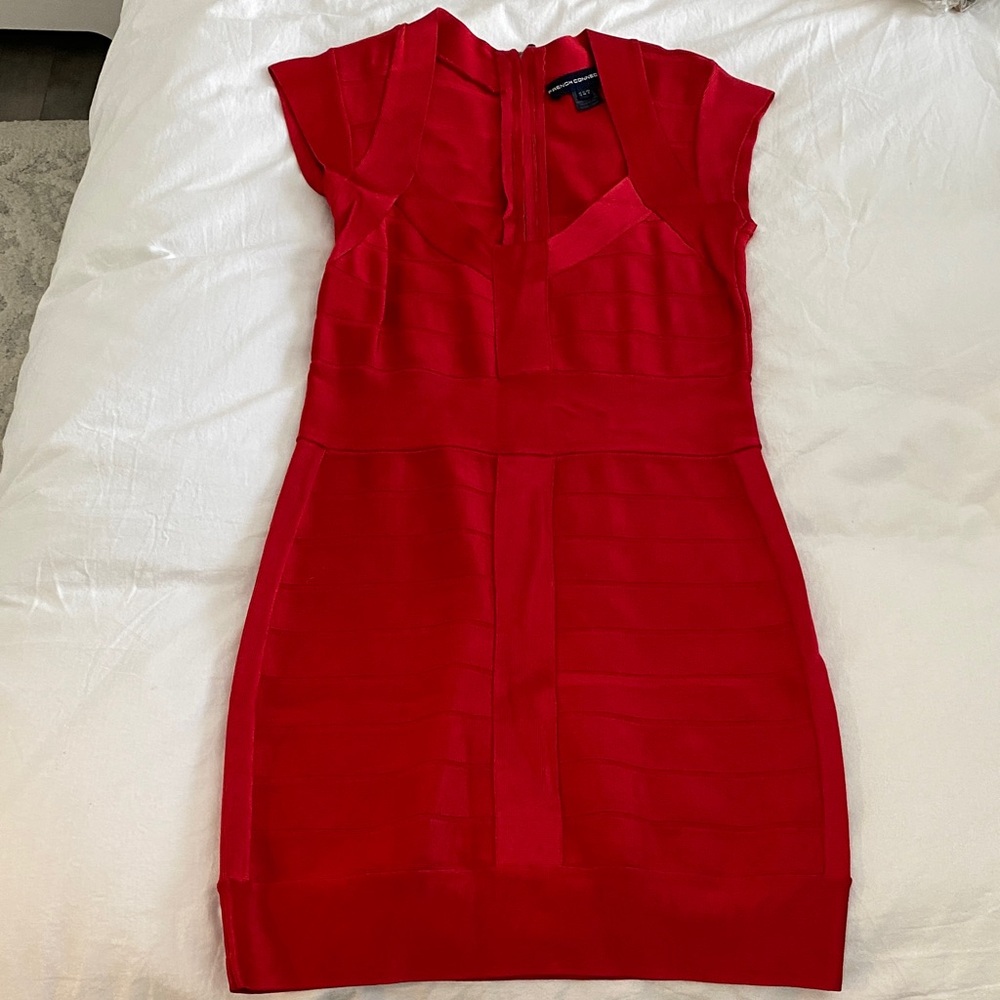 French Connection Red Cap-Sleeve Mini Dress